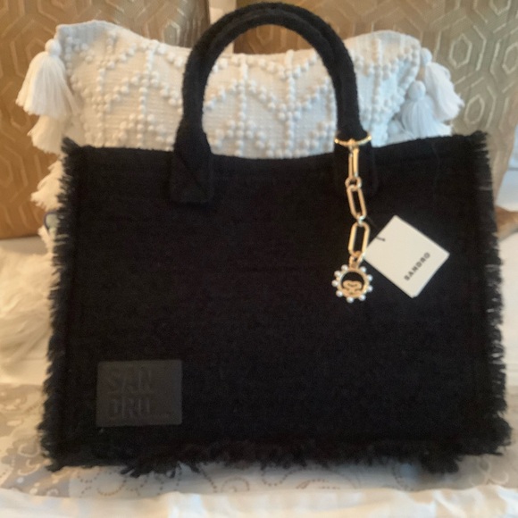 SANDRO BLACK TWEED TOTE - Picture 2 of 5